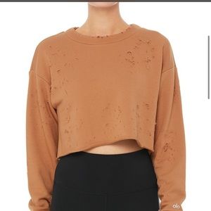 Alo cropped distressed sweatshirt